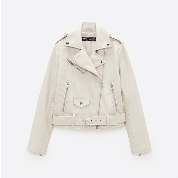 zara beige leather jacket